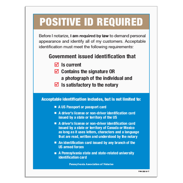 Positive ID Required Desk Sign [PAN-200]