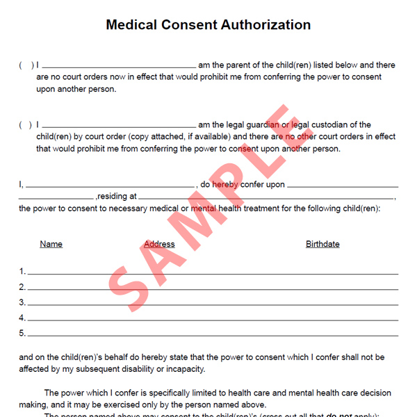 Medical Consent Authorization Form [PAN-201]