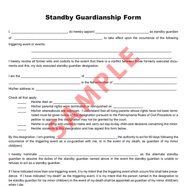 Standby Guardianship Form [PAN-213]