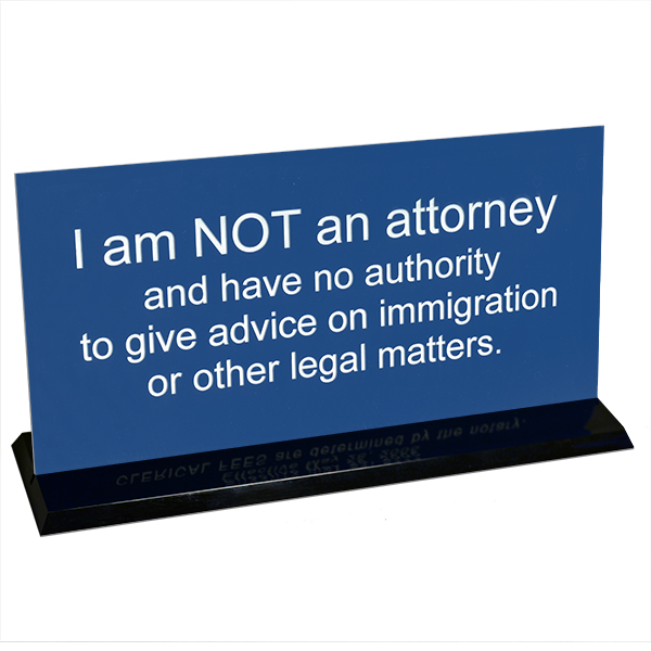 "I Am NOT An Attorney" Desk Sign