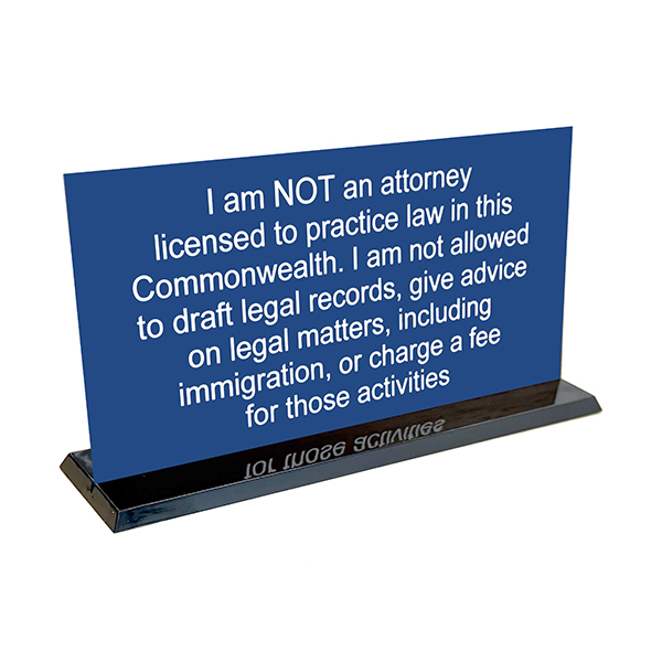 "I Am NOT An Attorney" Desk Sign